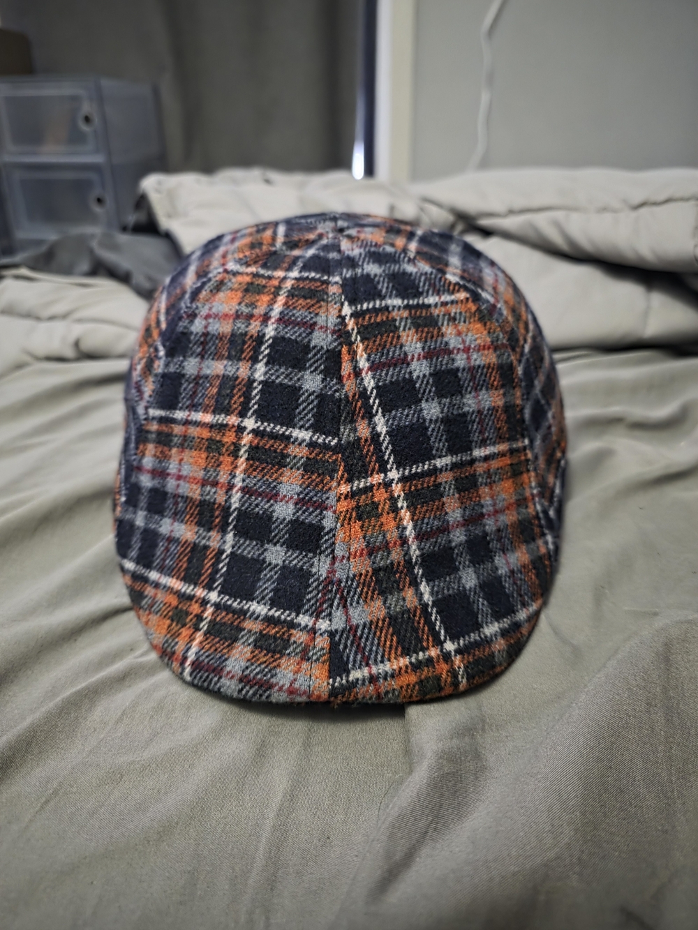 XL Sold Out Boston Scally Co Underdog Men's Plaid Flat Cap in Orange and Black